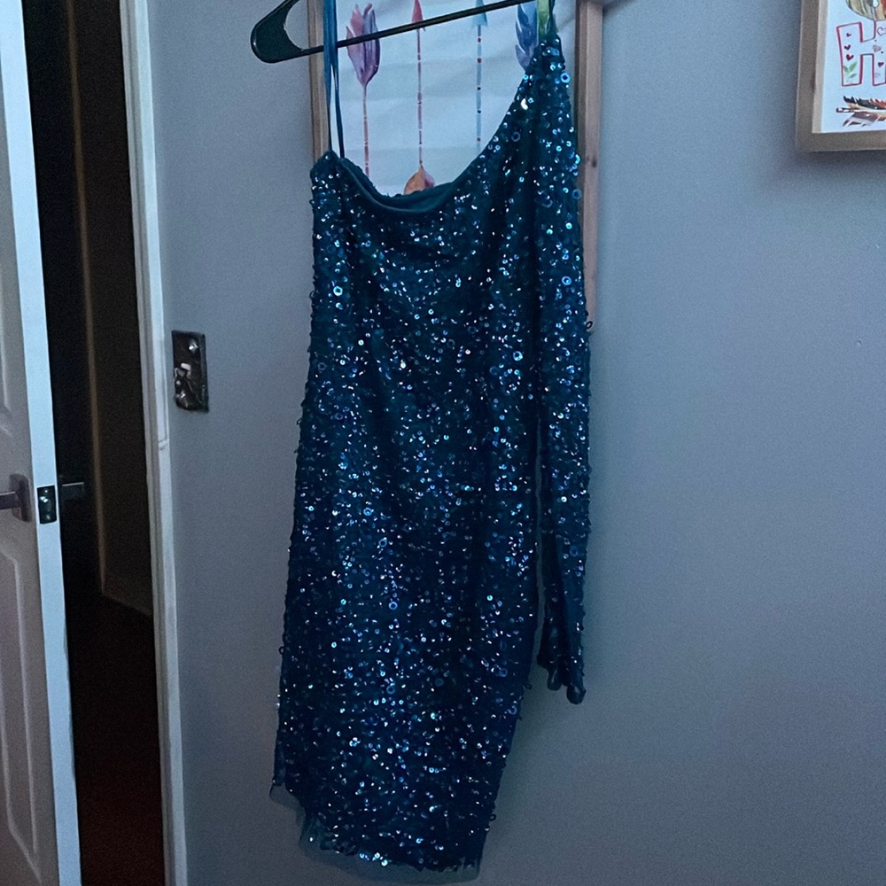 Blue sequin homecoming dress